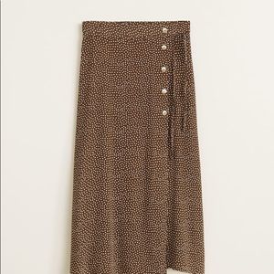 MANGO brown midi skirt with small polka dots